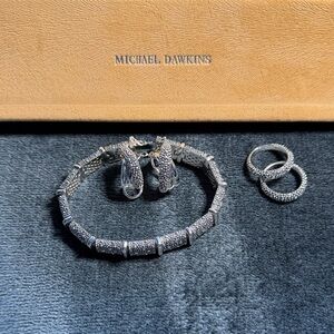 Michael Dawkins Starry Night Sterling Silver Bracelet, Earrings, 2 Rings - NIB
